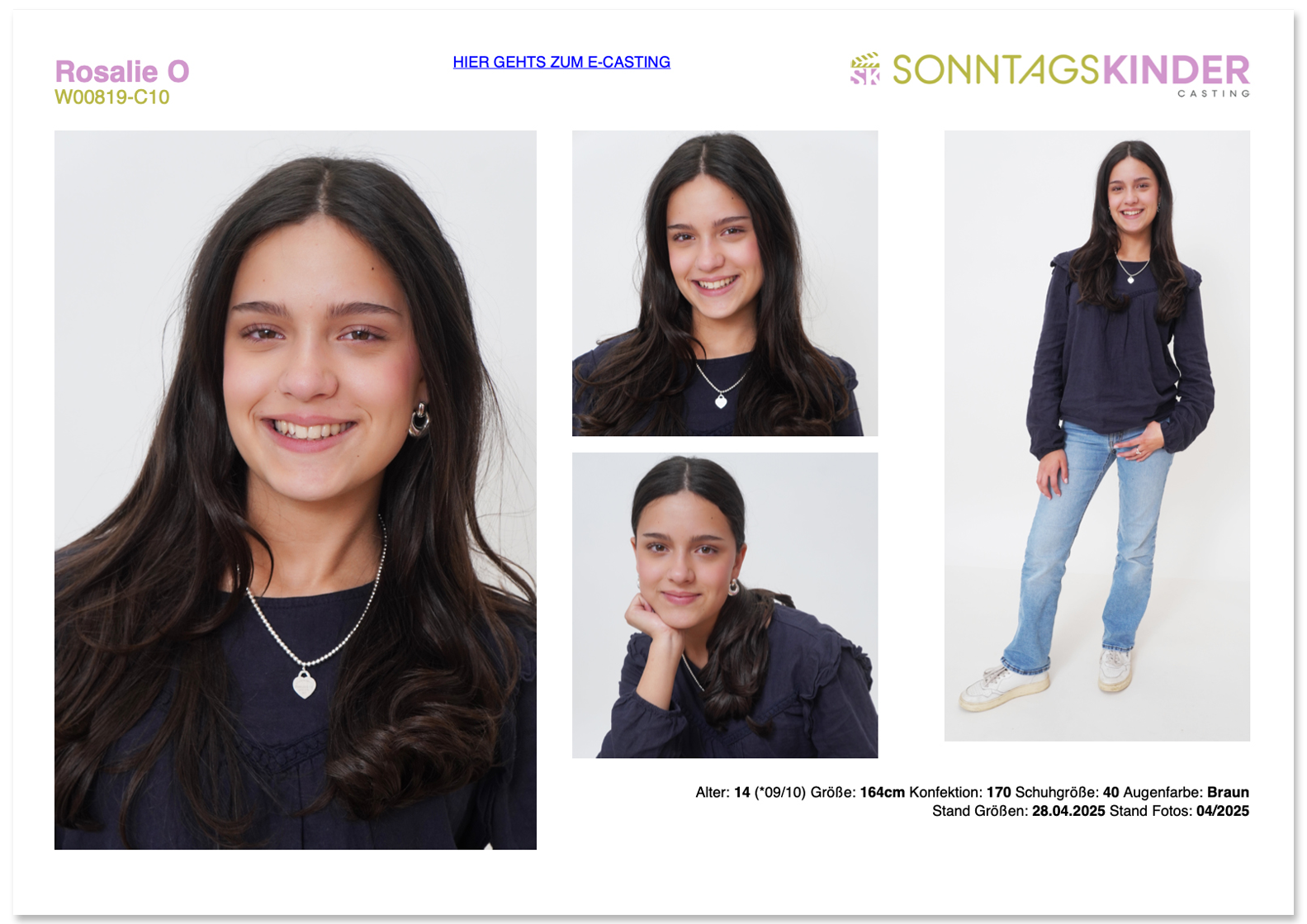 Sedcard Beispiel